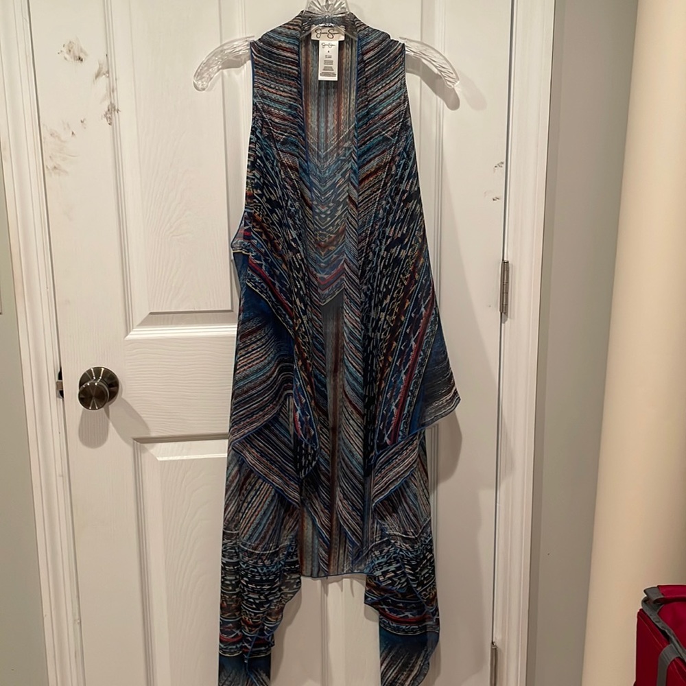 Jessica Simpson Sheer Open Duster Vest
